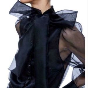 ZARA ORGANZA BLOUSE WITH TIE